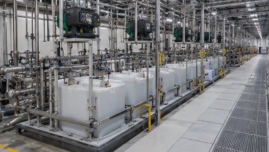 Chemical distribution totes and pumps with piping